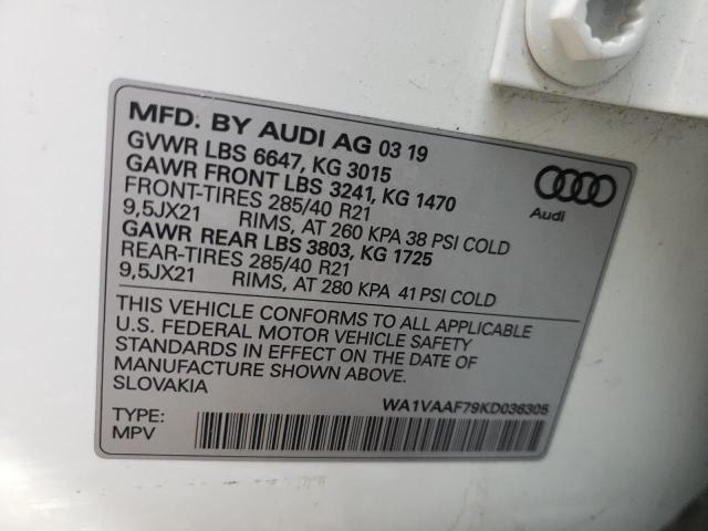 Photo 10 from auction – 2019 AUDI Q7 PRESTIG with VIN WA1VAAF79KD036305
