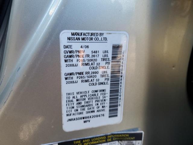 Photo 10 from auction – 2006 INFINITI FX35 with VIN JNRAS08W86X209476