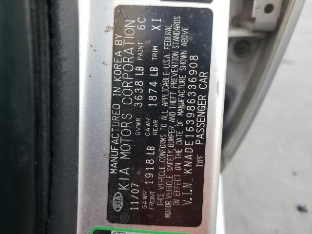 Photo 10 from auction – 2008 KIA RIO 5 SX with VIN KNADE163986336908