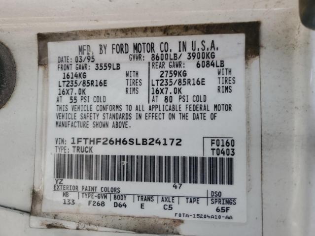Photo 10 from auction – 1995 FORD F250 with VIN 1FTHF26H6SLB24172