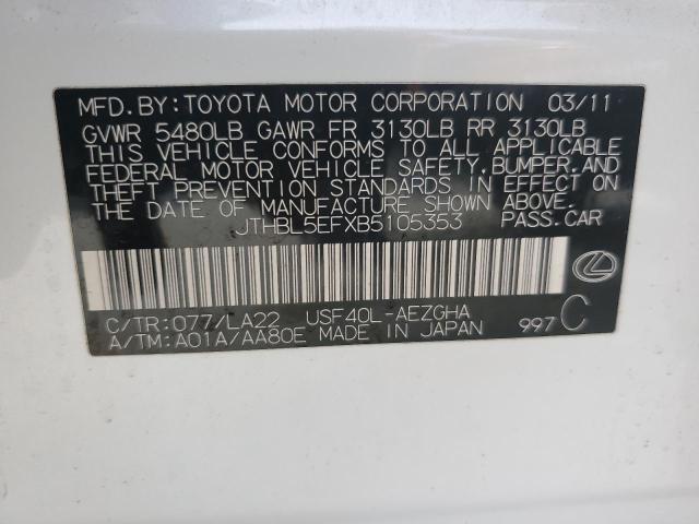 Photo 10 from auction – 2011 LEXUS LS 460 with VIN JTHBL5EFXB5105353