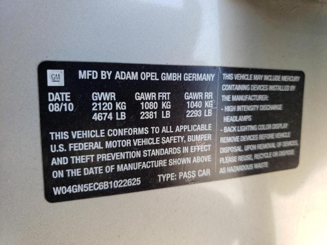 Photo 10 from auction – 2011 BUICK REGAL with VIN W04GN5EC6B1022625