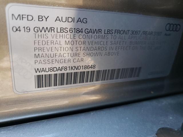 صورة رقم 10 من المزاد - 2019 AUDI A8 L مع VIN WAU8DAF81KN018648