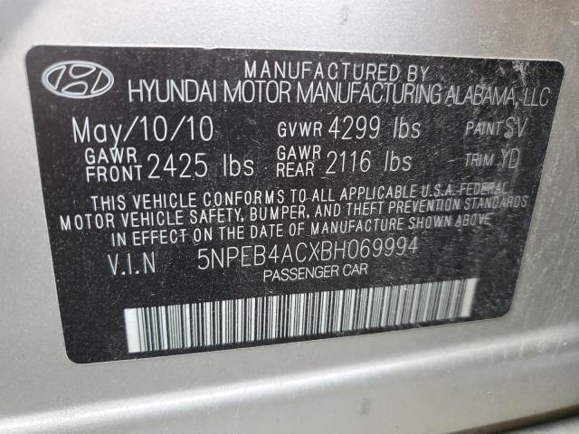 Photo 10 from auction – 2011 HYUNDAI SONATA GLS with VIN 5NPEB4ACXBH069994