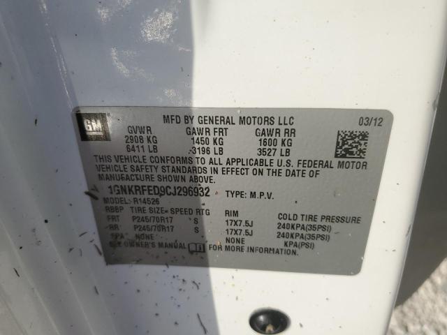 Photo 10 from auction – 2012 CHEVROLET TRAVERSE L with VIN 1GNKRFED9CJ296932