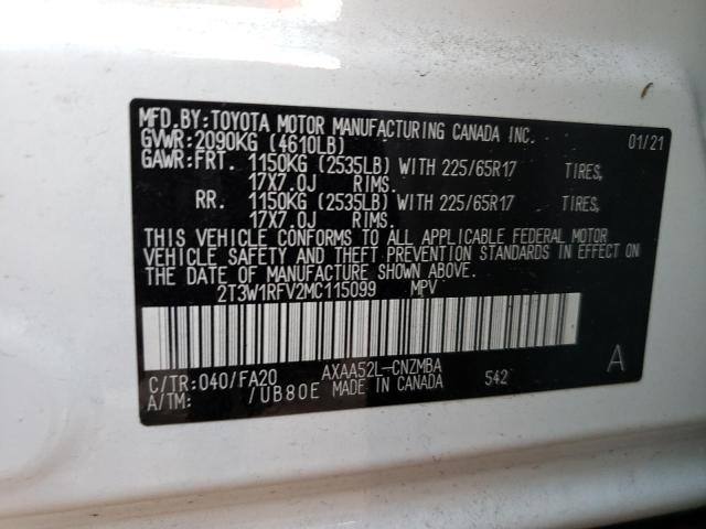 Photo 10 from auction – 2021 TOYOTA RAV4 XLE with VIN 2T3W1RFV2MC115099
