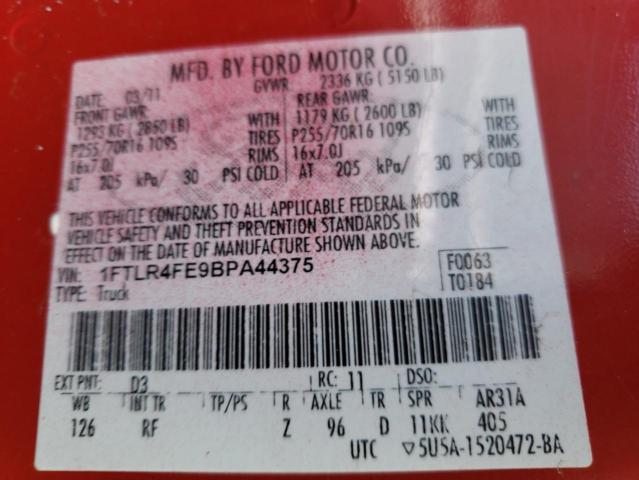 Photo 10 from auction – 2011 FORD RANGER SUP with VIN 1FTLR4FE9BPA44375