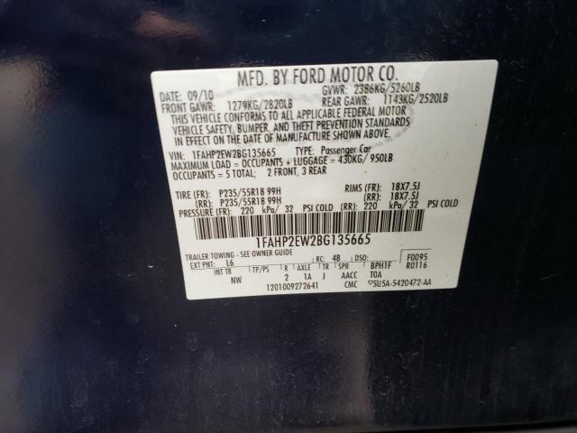 Photo 10 from auction – 2011 FORD TAURUS SEL with VIN 1FAHP2EW2BG135665