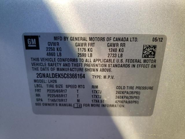 Photo 10 from auction – 2012 CHEVROLET EQUINOX LT with VIN 2GNALDEK5C6366164