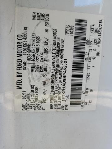 Photo 10 from auction – 2011 FORD RANGER with VIN 1FTKR1AD9BPA62321