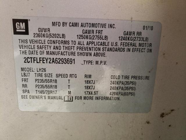 Photo 10 from auction – 2010 GMC TERRAIN SL with VIN 2CTFLFEY2A6293691