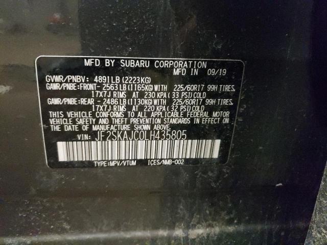 Photo 10 from auction – 2020 SUBARU FORESTER P with VIN JF2SKAJC0LH435805