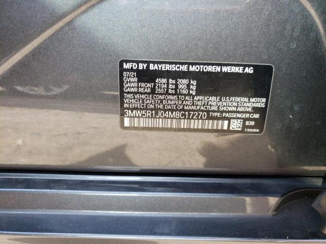Photo 10 from auction – 2021 BMW 330I with VIN 3MW5R1J04M8C17270