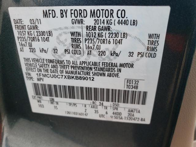 Photo 10 from auction – 2011 FORD ESCAPE XLS with VIN 1FMCU0C7XBKB89012