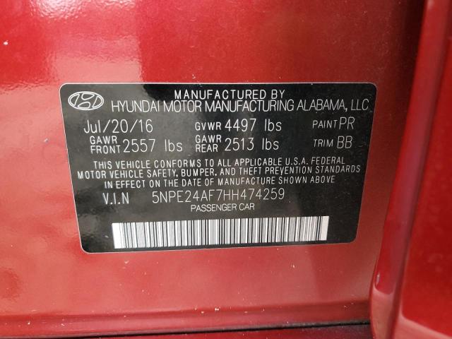 Photo 10 from auction – 2017 HYUNDAI SONATA SE with VIN 5NPE24AF7HH474259