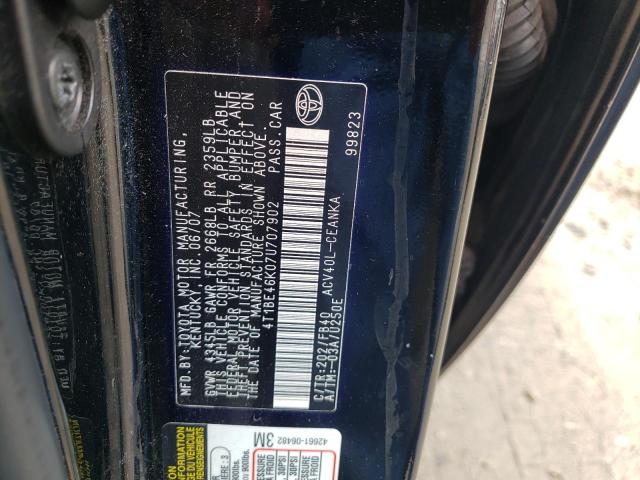 Photo 10 from auction – 2007 TOYOTA CAMRY with VIN 4T1BE46K07U707902