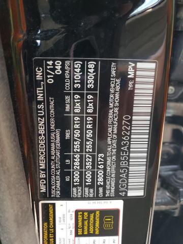 Photo 10 from auction – 2014 MERCEDES-BENZ ML 350 with VIN 4JGDA5JB5EA362270