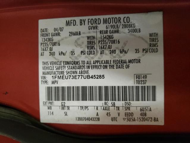 Photo 10 from auction – 2007 FORD EXPLORER X with VIN 1FMEU73E77UB45285