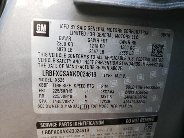 Photo 10 from auction – 2019 BUICK ENVISION E with VIN LRBFXCSAXKD024619