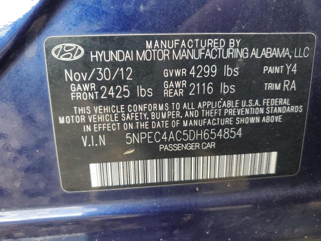 Photo 10 from auction – 2013 HYUNDAI SONATA SE with VIN 5NPEC4AC5DH654854