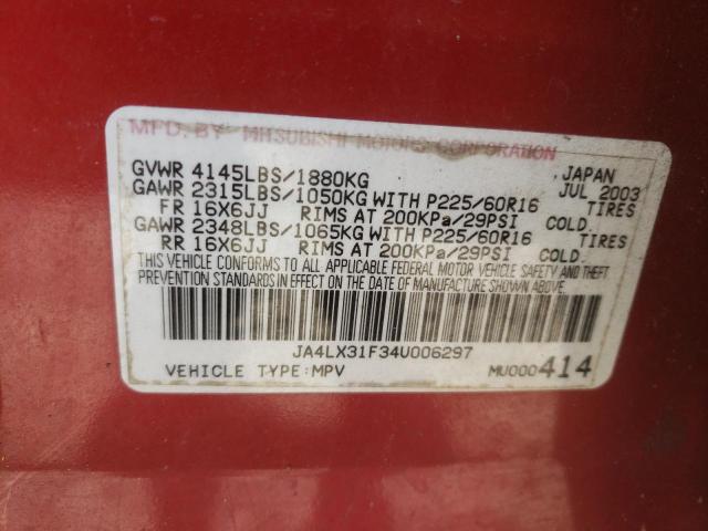 Photo 10 from auction – 2004 MITSUBISHI OUTLANDER with VIN JA4LX31F34U006297