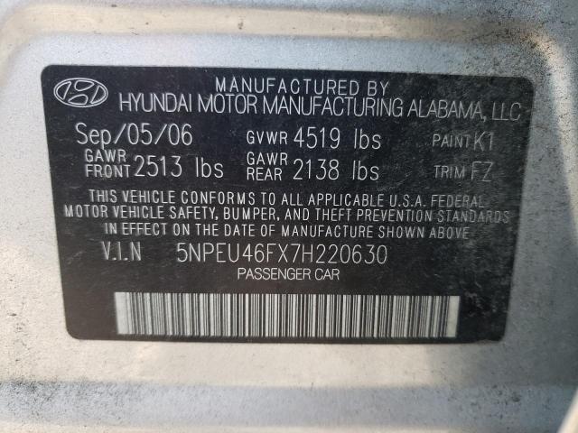 Photo 10 from auction – 2007 HYUNDAI SONATA SE with VIN 5NPEU46FX7H220630
