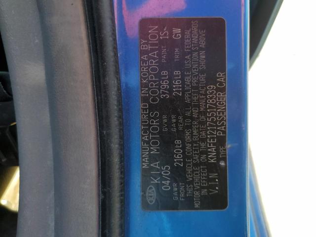 Photo 10 from auction – 2005 KIA SPECTRA LX with VIN KNAFE121755178339