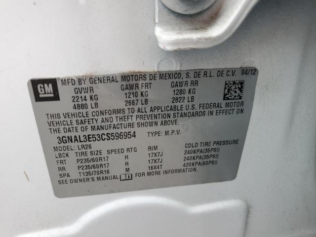Photo 10 from auction – 2012 CHEVROLET CAPTIVA SP with VIN 3GNAL3E53CS596954