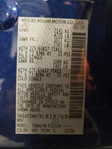 Photo 10 from auction – 2019 NISSAN ROGUE S with VIN 5N1AT2MV7KC818769