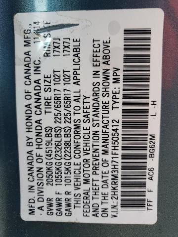 Photo 10 from auction – 2015 HONDA CR-V EXL with VIN 2HKRM3H71FH505412