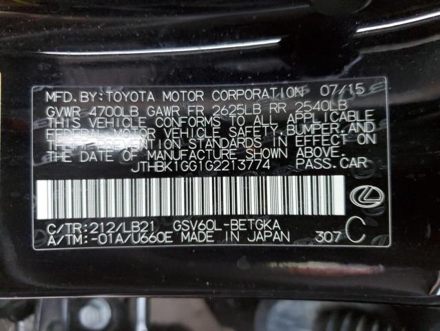 Photo 10 from auction – 2016 LEXUS ES 350 with VIN JTHBK1GG1G2213774