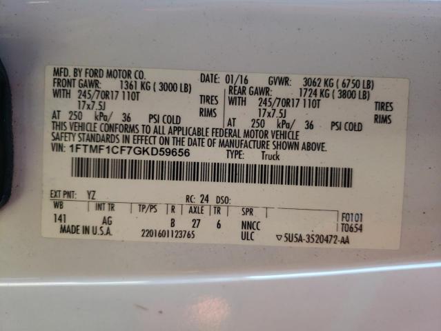 Photo 10 from auction – 2016 FORD F150 with VIN 1FTMF1CF7GKD59656