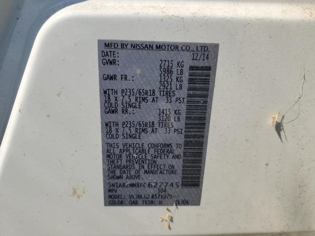 Photo 10 from auction – 2015 NISSAN PATHFINDER with VIN 5N1AR2MM8FC627745