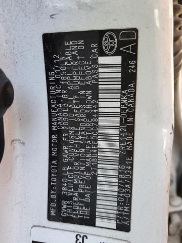 Photo 10 from auction – 2012 TOYOTA COROLLA BA with VIN 2T1BU4EE0CC784442