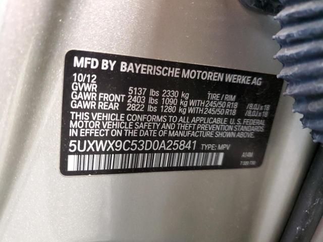 Photo 10 from auction – 2013 BMW X3 XDRIVE2 with VIN 5UXWX9C53D0A25841