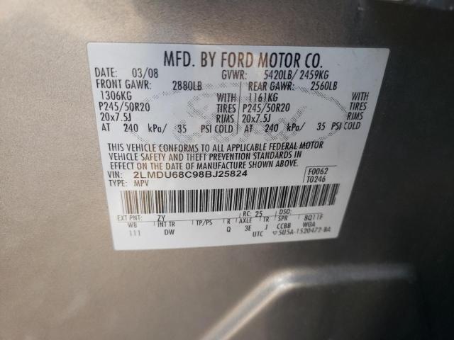 Photo 10 from auction – 2008 LINCOLN MKX with VIN 2LMDU68C98BJ25824