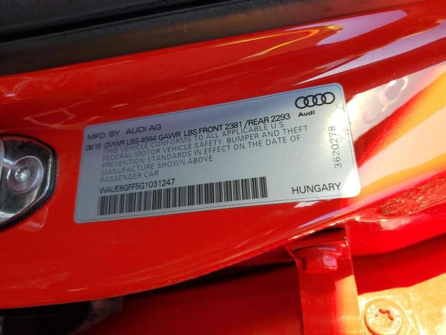 Photo 10 from auction – 2016 AUDI A3 PREMIUM with VIN WAUE8GFF5G1031247