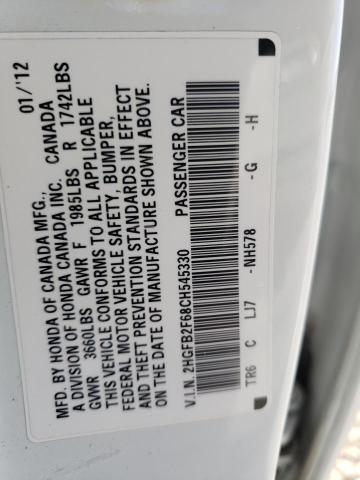 Photo 10 from auction – 2012 HONDA CIVIC HF with VIN 2HGFB2F68CH545330