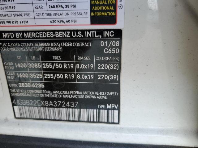 Photo 10 from auction – 2008 MERCEDES-BENZ ML 320 CDI with VIN 4JGBB22EX8A372437