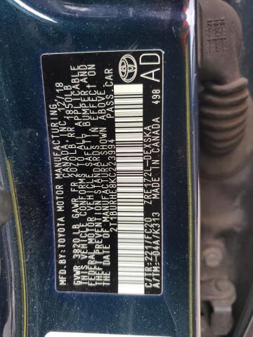 Photo 10 from auction – 2019 TOYOTA COROLLA L with VIN 2T1BURHE8KC223994