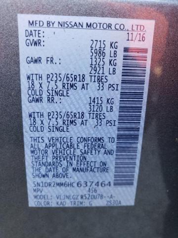 Photo 10 from auction – 2017 NISSAN PATHFINDER with VIN 5N1DR2MM6HC637464