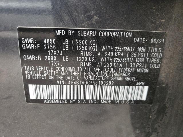 Photo 10 from auction – 2022 SUBARU OUTBACK PR with VIN 4S4BTADC7N3103282