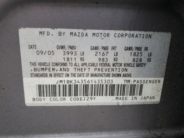 Photo 10 from auction – 2006 MAZDA 3 HATCHBAC with VIN JM1BK343561435303