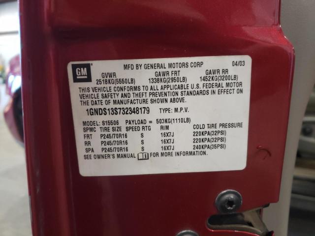 Photo 10 from auction – 2003 CHEVROLET TRAILBLAZE with VIN 1GNDS13S732348179