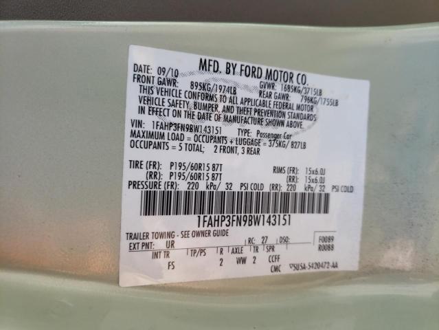 Photo 10 from auction – 2011 FORD FOCUS SE with VIN 1FAHP3FN9BW143151