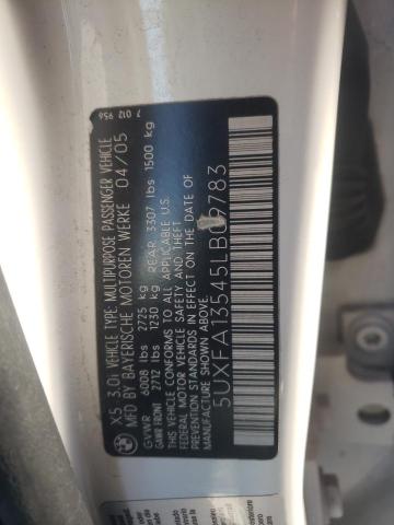 Photo 10 from auction – 2005 BMW X5 3.0I with VIN 5UXFA13545LB09783
