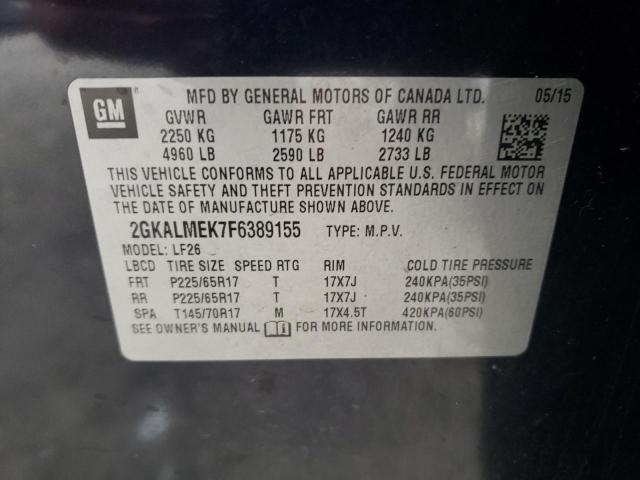 Photo 10 from auction – 2015 GMC TERRAIN SL with VIN 2GKALMEK7F6389155