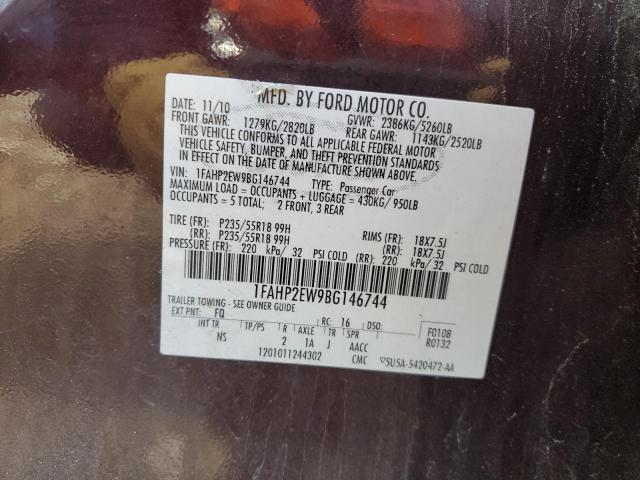 Photo 10 from auction – 2011 FORD TAURUS with VIN 1FAHP2EW9BG146744