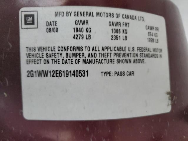 Photo 10 from auction – 2001 CHEVROLET MONTE CARL with VIN 2G1WW12E619140531