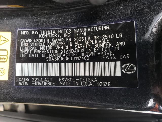 Photo 10 from auction – 2018 LEXUS ES 350 with VIN 58ABK1GG6JU117480